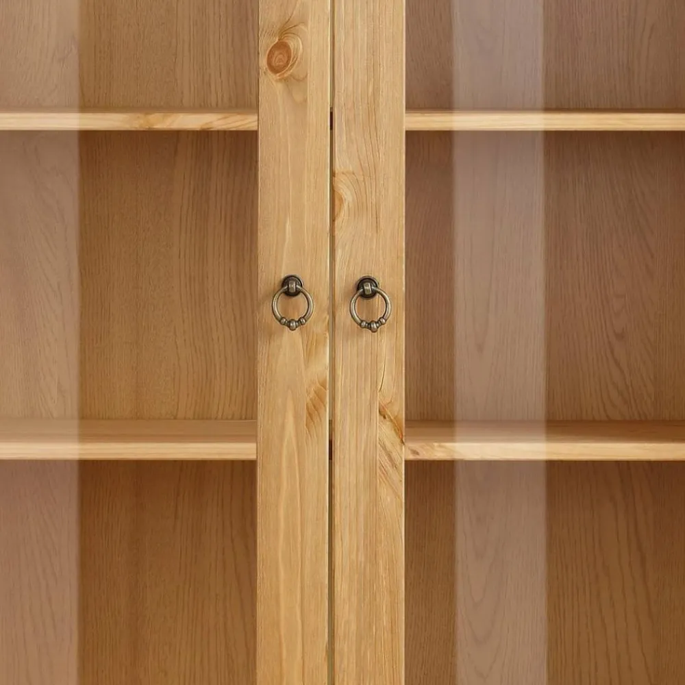 Wohnen Kiefernholz Vitrine gebeizt und geölt - Goro