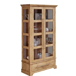 Wohnen Kiefernholz Vitrine Glastür im Modern Country Style - Noellisa