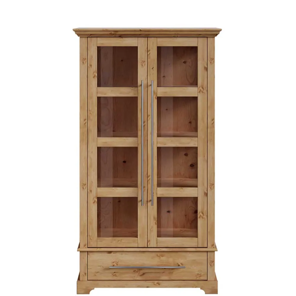 Wohnen Kiefernholz Vitrine Glastür im Modern Country Style - Noellisa
