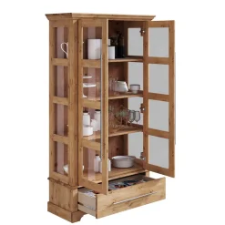 Wohnen Kiefernholz Vitrine Glastür im Modern Country Style - Noellisa
