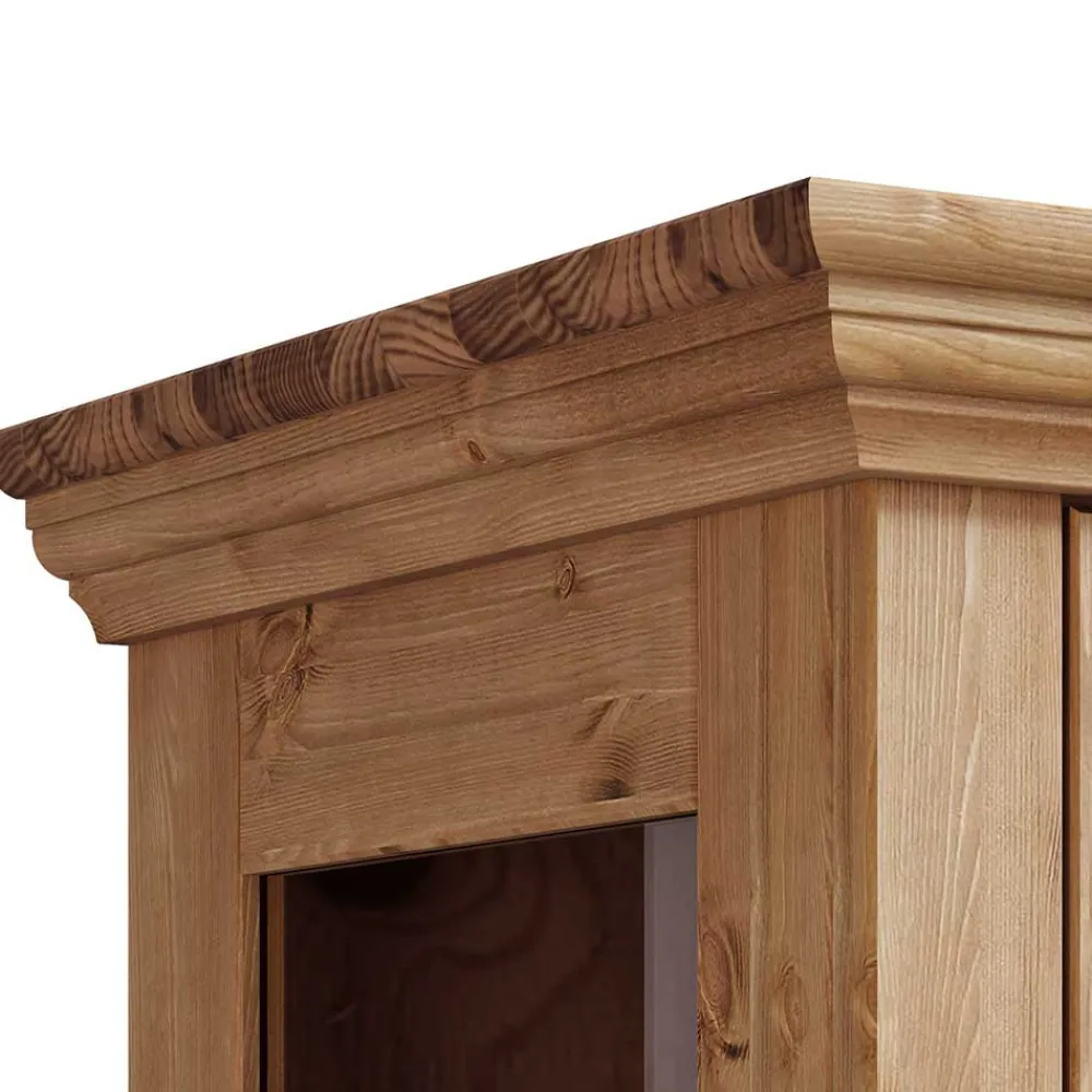 Wohnen Kiefernholz Vitrine Glastür im Modern Country Style - Noellisa