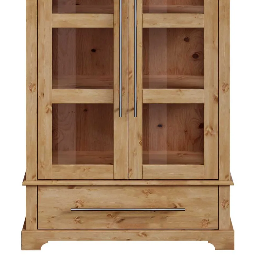 Wohnen Kiefernholz Vitrine Glastür im Modern Country Style - Noellisa