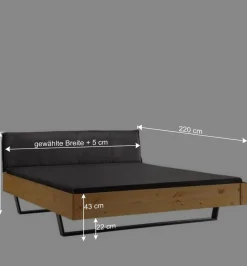 Wohnen Kiefernholz-Bett gelaugt mit Stoff-Kopfteil - Phiano