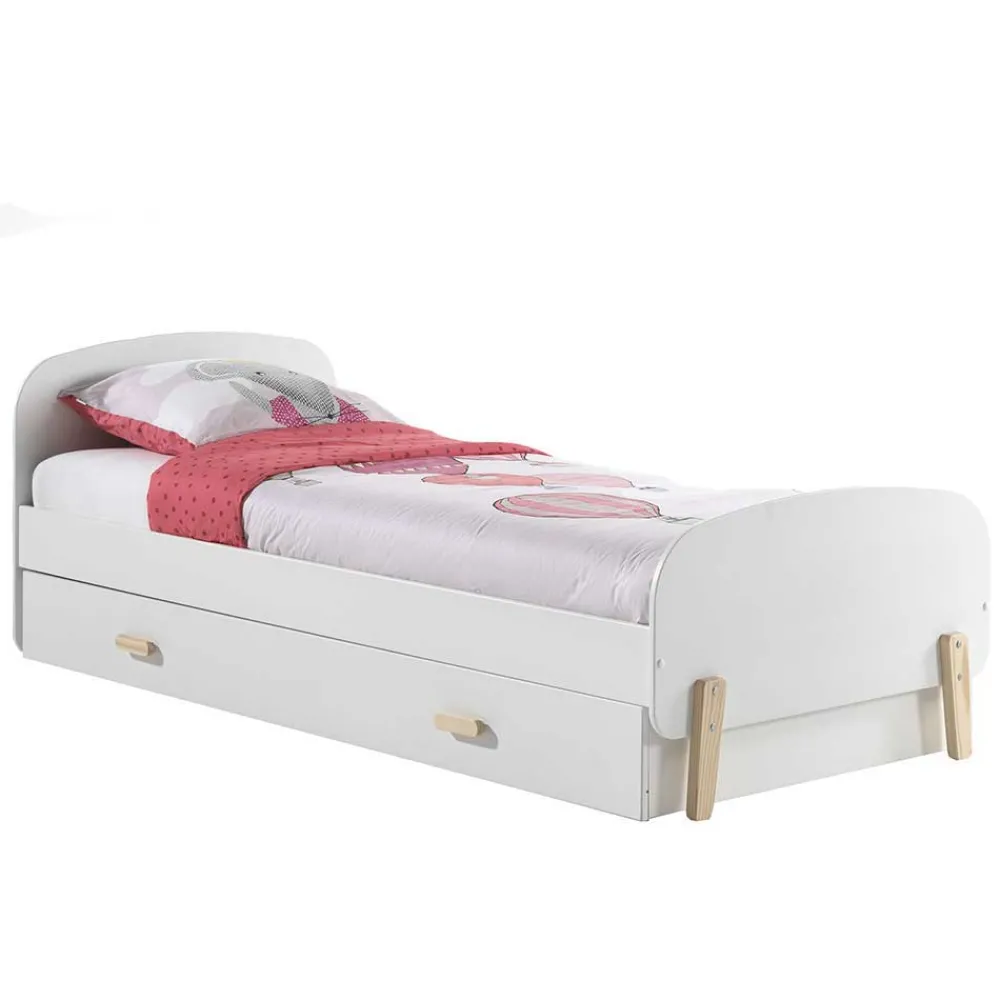 Kinder Wohnen Kinder Ausziehbett in Weiß Natur - Mauricia