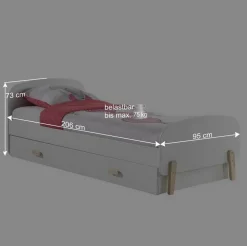 Kinder Wohnen Kinder Ausziehbett in Weiß Natur - Mauricia