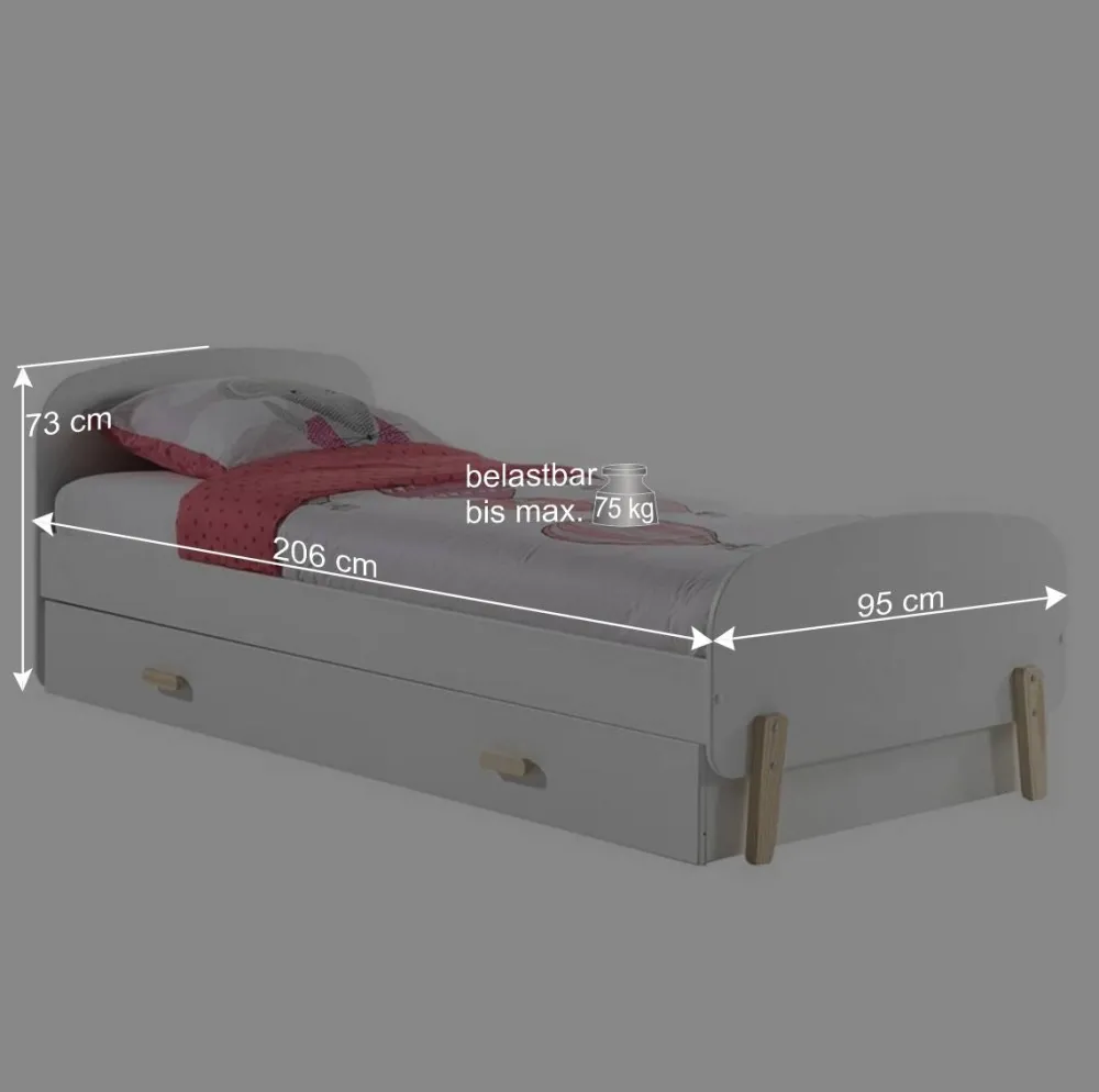 Kinder Wohnen Kinder Ausziehbett in Weiß Natur - Mauricia