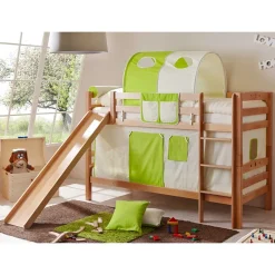 Wohnen Kinderbetten*Kinder Etagenbett mit Rutsche & Stoffset - Sivarin