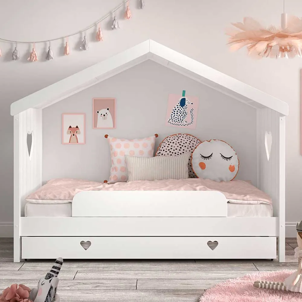 Wohnen Weiße Möbel|Kinderbetten*Kinder Hausbett in Weiß - Grandory