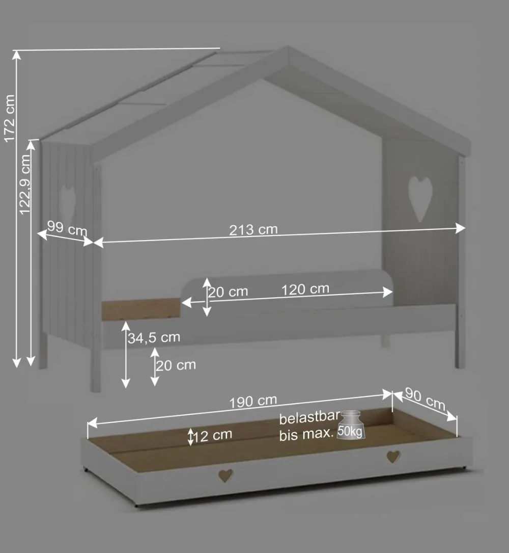 Wohnen Weiße Möbel|Kinderbetten*Kinder Hausbett in Weiß - Grandory