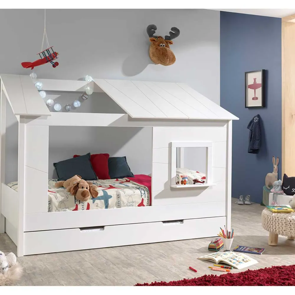 Wohnen Kinderbetten*Kinder Hausbett mit Fenster und offenem Dach - Manty