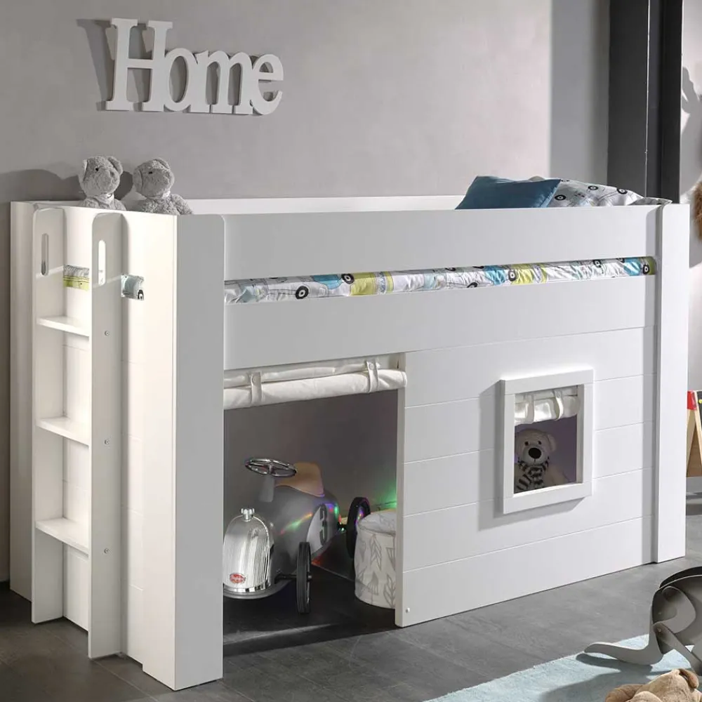 Kinder Wohnen Kinder Hütten Hochbett in Weiß - Pedro