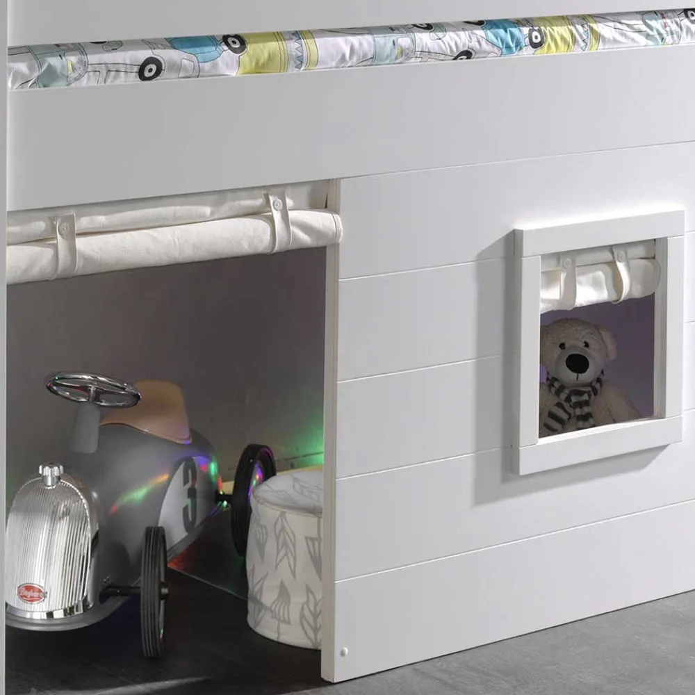 Kinder Wohnen Kinder Hütten Hochbett in Weiß - Pedro