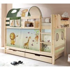 Kinder Wohnen Kinder Kiefernholz-Stockbett in Natur - Nioara