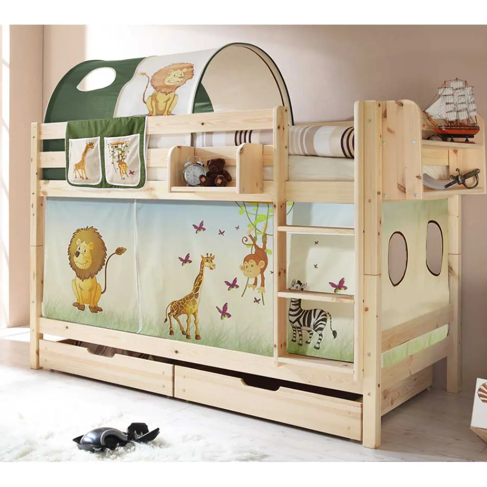 Kinder Wohnen Kinder Kiefernholz-Stockbett in Natur - Nioara