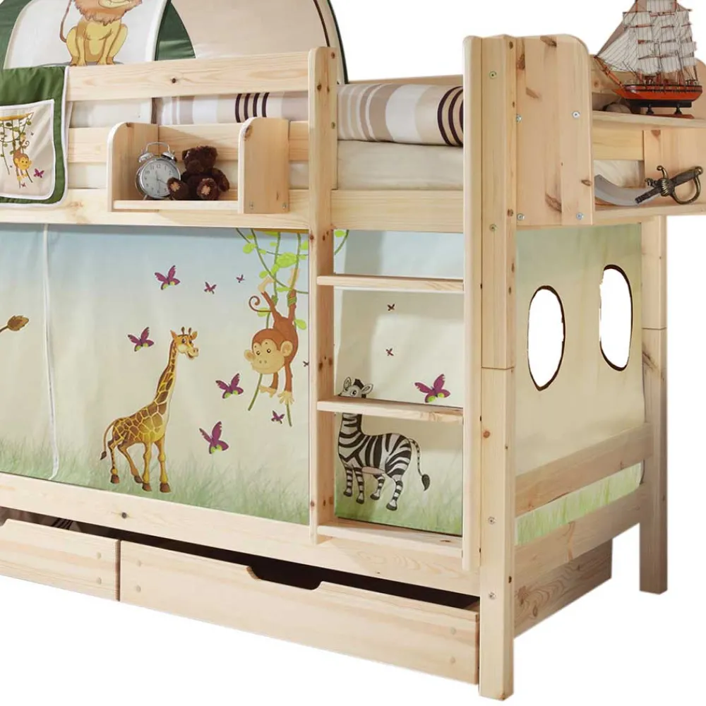 Kinder Wohnen Kinder Kiefernholz-Stockbett in Natur - Nioara