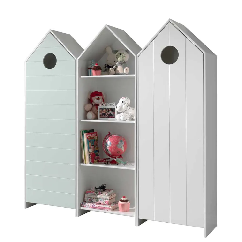 Wohnen Kindermöbel|Kinderkleiderschränke*Kinder Kleiderschränke & Regal Häuser - Indefiva (dreiteilig)
