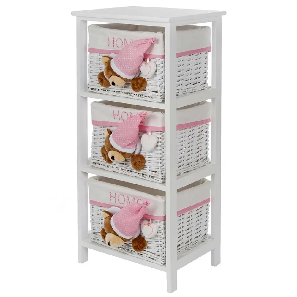 Wohnen Kindermöbel|Rattanmöbel*Kinder Regal mit Teddybären - 3 Körbe - Lora