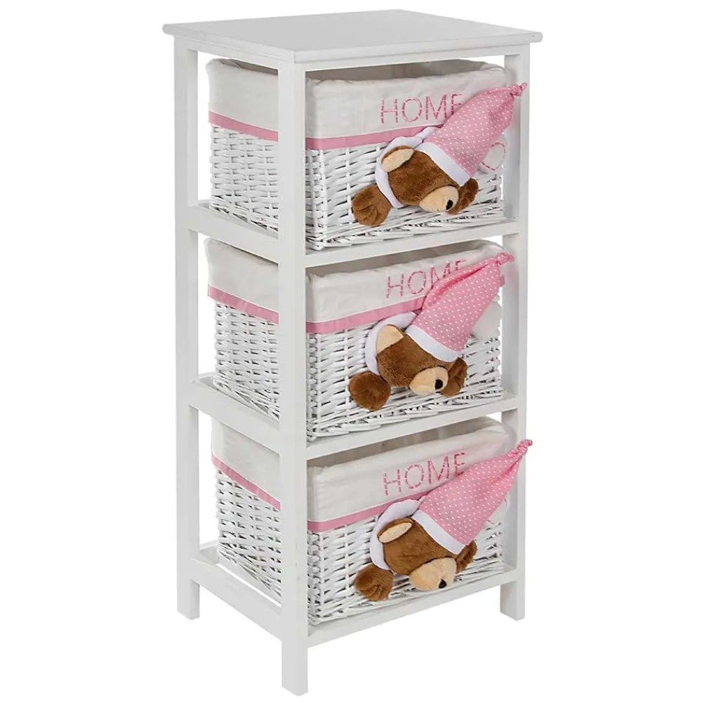 Wohnen Kindermöbel|Rattanmöbel*Kinder Regal mit Teddybären - 3 Körbe - Lora