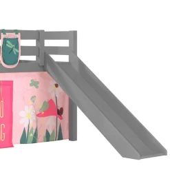 Wohnen Jugendbetten|Kindermöbel*Kinder Rutschbett in Grau mit Vorhang - Kalistra