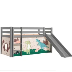 Wohnen Kinderbetten*Kinder Rutschbett in Grau mit Dinos - Jevedaz