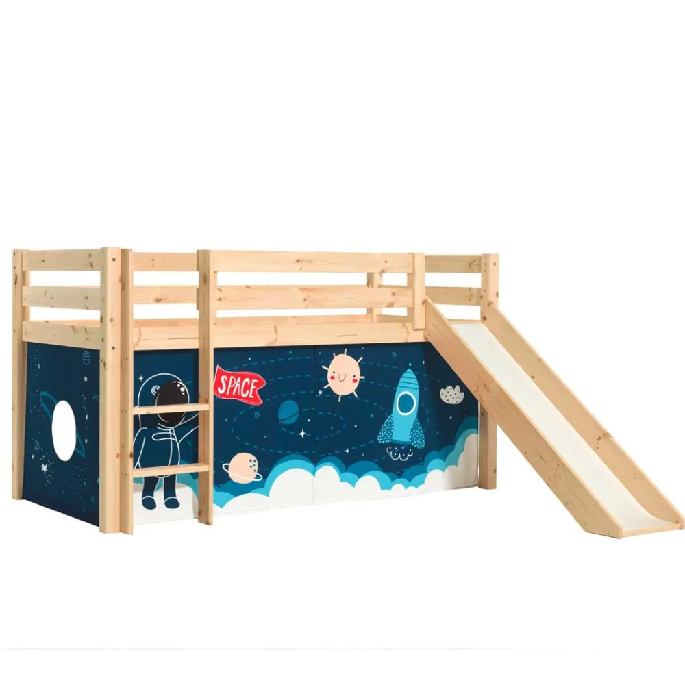 Wohnen Kinderbetten*Kinder Rutschbett mit Vorhang Weltall - Ciadas