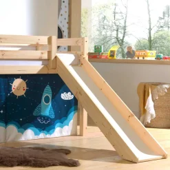 Wohnen Kinderbetten*Kinder Rutschbett mit Vorhang Weltall - Ciadas