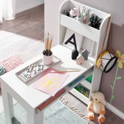 Kinder Wohnen Kinder Schreibtisch mit Regal in Weiß - Intora