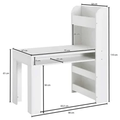 Kinder Wohnen Kinder Schreibtisch mit Regal in Weiß - Intora