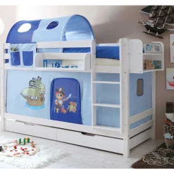 Wohnen Kinderbetten*Kinder Stockbett mit Piraten Stoff in Blau - Conday