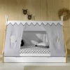 Wohnen Kindermöbel*Kinderbett im Zelt Design in Weiß & Hellgrau & Natur - Nutures