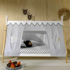 Wohnen Kindermöbel*Kinderbett im Zelt Design in Weiß & Hellgrau & Natur - Nutures