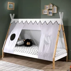 Wohnen Kindermöbel*Kinderbett im Zelt Design in Weiß & Hellgrau & Natur - Nutures