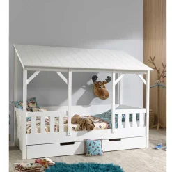 Wohnen Kindermöbel|Kinderbetten*Kinderbett mit Dach & Absturzsicherung Zaun - Zanoas