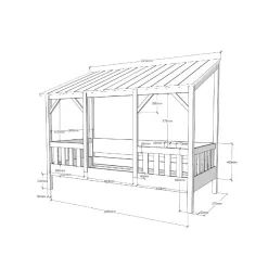 Wohnen Kindermöbel|Kinderbetten*Kinderbett mit Dach & Absturzsicherung Zaun - Zanoas