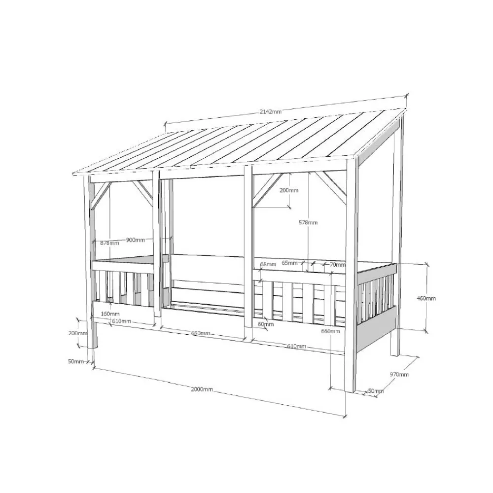 Wohnen Kindermöbel|Kinderbetten*Kinderbett mit Dach & Absturzsicherung Zaun - Zanoas
