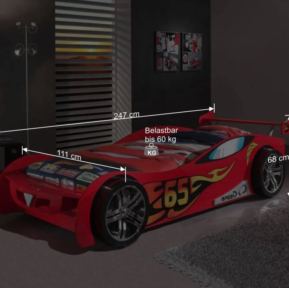 Kinder Wohnen Kinderbett Monoposto in Rot