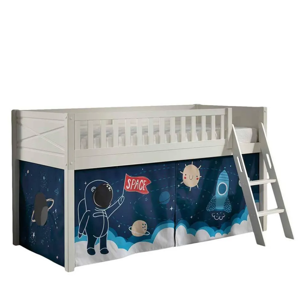 Kinder Wohnen Kinder-Hochbett Astronaut in Weiß - Natalea