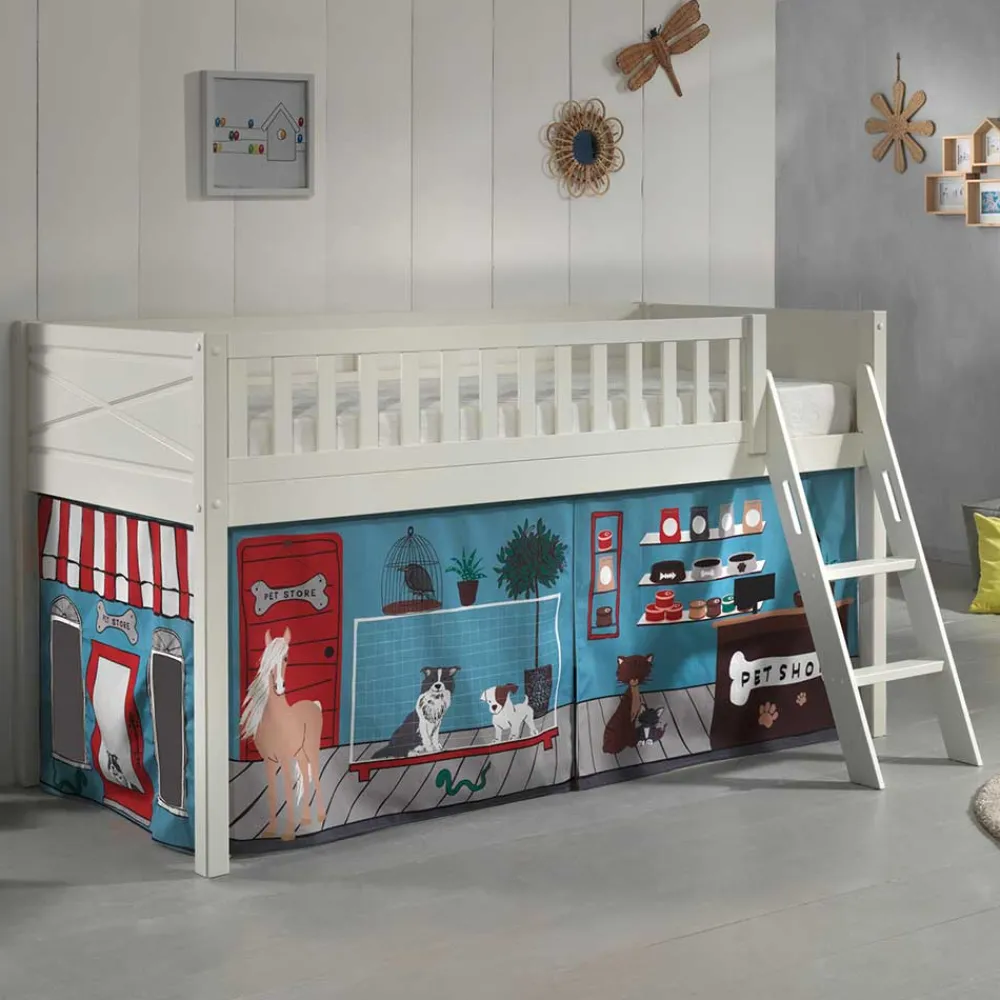 Wohnen Kinderbetten*Kinder-Hochbett Haustier Laden in Weiß - Reccas