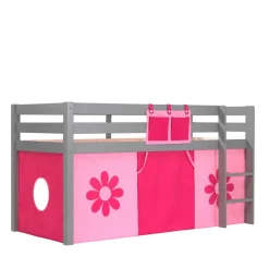 Wohnen Jugendbetten|Kinderbetten*Kinder-Hochbett in Grau mit Spielvorhang - Helma