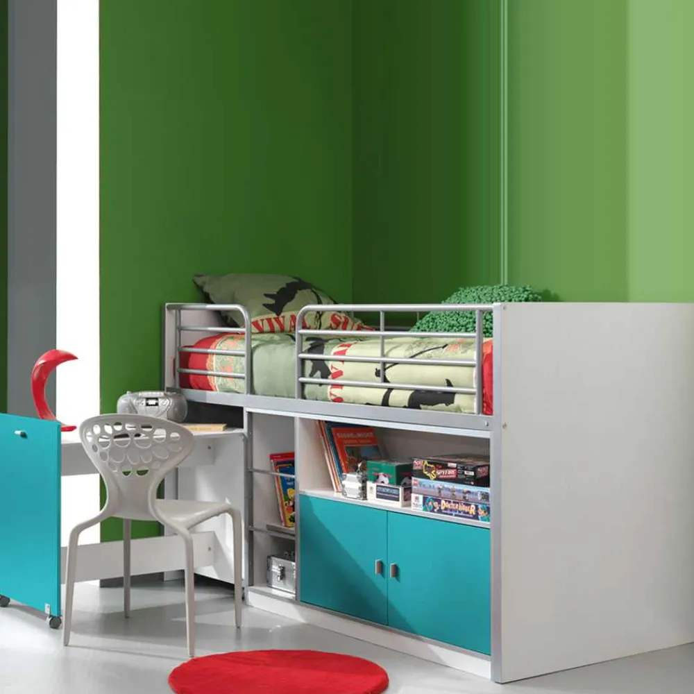 Kinder Wohnen Kinderhochbett Nowy mit ausziehbarem Schreibtisch