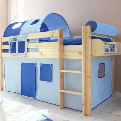 Wohnen Kindermöbel|Kinderbetten*Kinderhochbett Saconso mit Tunnel in Blau