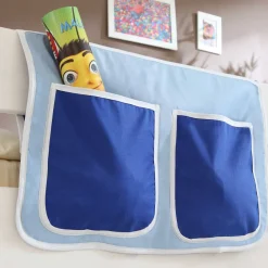 Kinder Wohnen Kinderhochbett Sismail mit Vorhang und Tunnel im Piraten Design