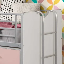 Kinder Wohnen Kinderhochbett Trio in Rosa-Weiß