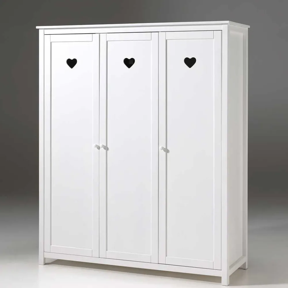 Kinder Wohnen Kinderkleiderschrank Grandory in Weiß lackiert