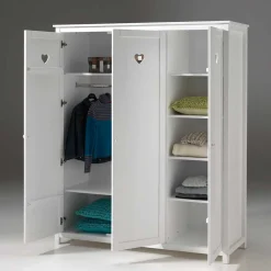 Kinder Wohnen Kinderkleiderschrank Grandory in Weiß lackiert