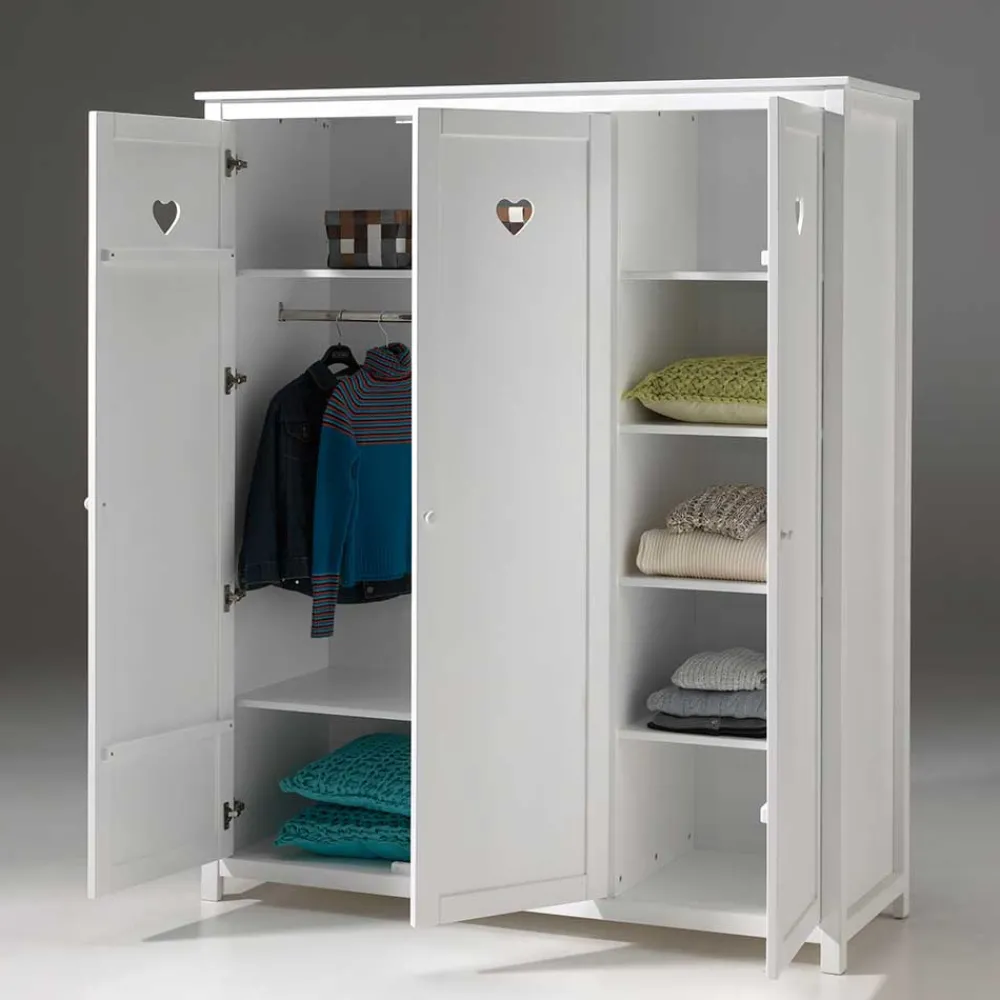 Kinder Wohnen Kinderkleiderschrank Grandory in Weiß lackiert