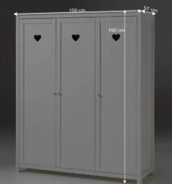 Kinder Wohnen Kinderkleiderschrank Grandory in Weiß lackiert