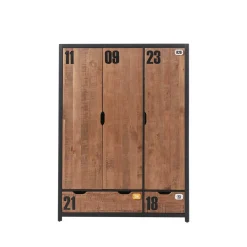 Kinder Wohnen Kinderzimmer Kleiderschrank Krefos in Braun und Schwarz