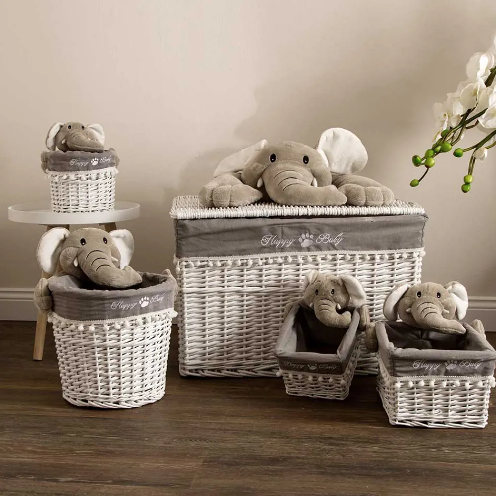 Wohnen Kinderzimmer Korb Set mit Elefantenköpfen Plüsch - Isipia (fünfteilig)