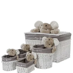 Wohnen Kinderzimmer Korb Set mit Elefantenköpfen Plüsch - Isipia (fünfteilig)